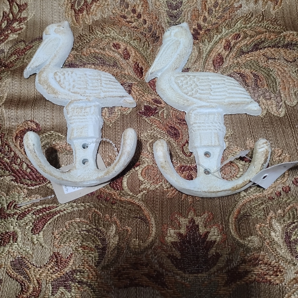 White Pelican Wall Hooks